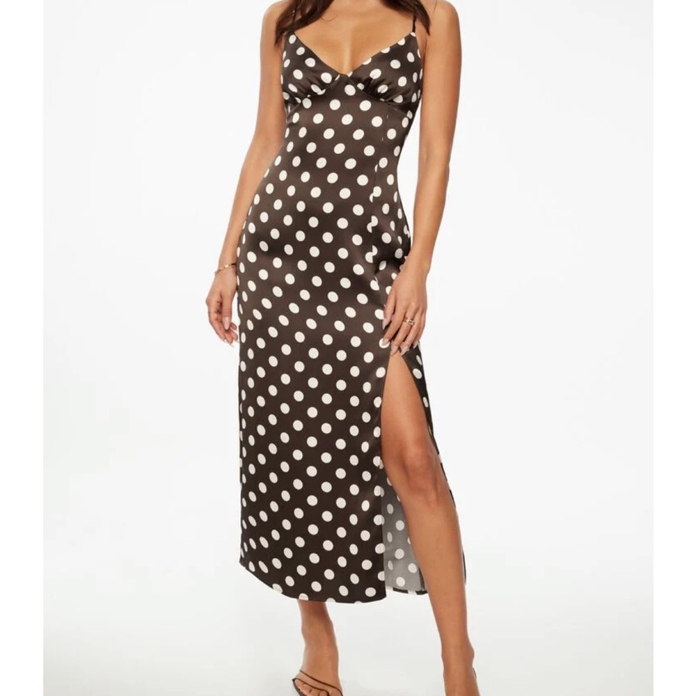 Geneva satin slip Polka Dot Dress